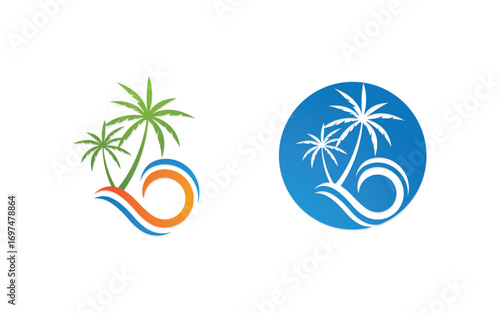 Palm tree summer beach holiday icon illustration v1.1