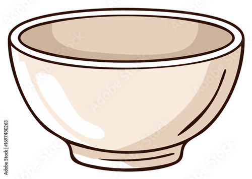 Cartoon illustration of an empty beige bowl