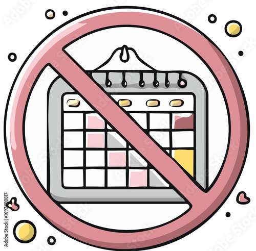 Illustration of a Calendar Crossed Out With a Red Prohibition Sign
