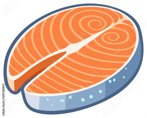 Stylized Raw Salmon Steak Illustration