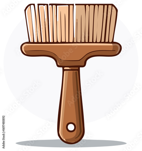 Wooden Paintbrush Painting Tool Bristle Brush Instrument Flat Illustration Design