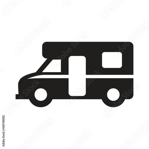 Commercial van silhouette vector illustration for transport vehicle, cargo delivery and automobile