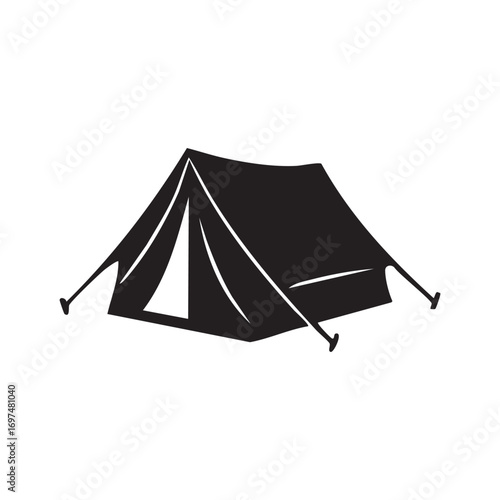 Camping Shelter Silhouette A Simple Tent Design for Outdoor Adventures and Recreational Activities