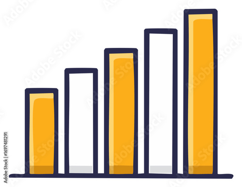Hand drawn bar graph icon representing data analysis growth and business progress