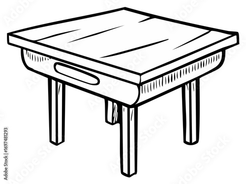 Hand drawn vector illustration of a simple wooden side table sketch