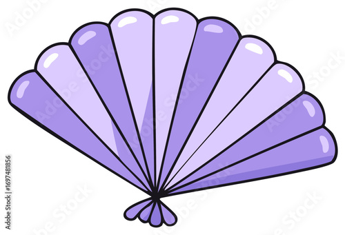 Stylized purple hand fan with segmented design for personal cooling