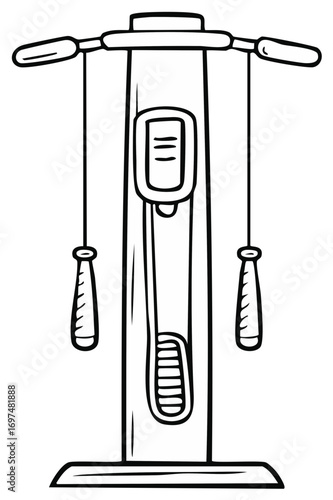 Gym Cable Machine Fitness Equipment Line Drawing Illustration Workout Training