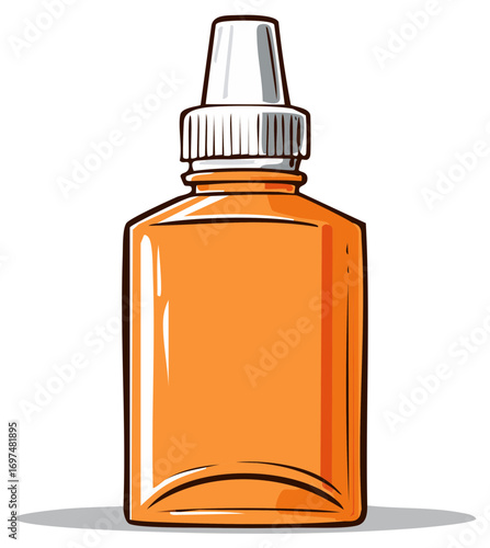 Orange Dropper Bottle Illustration With White Cap For Liquid Products