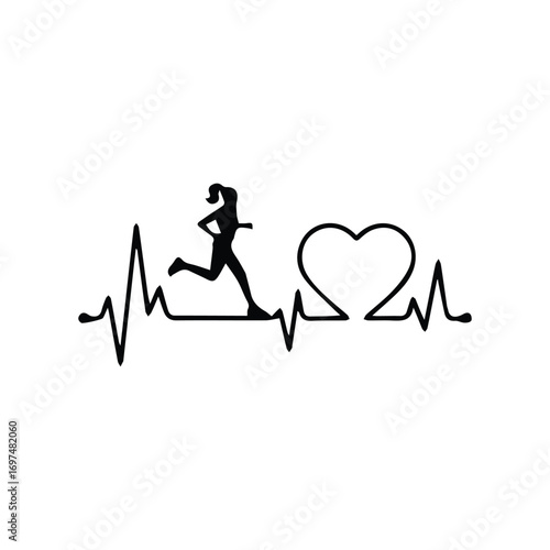 World hearth Day Single Icon Vector Running man silhouette Illustration 11