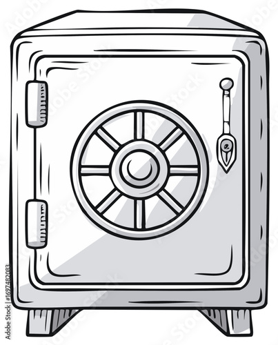 Illustrative Steel Safe with Combination Lock, Security Vault for Valuables, Isolated on White for Financial Safety, Protection.