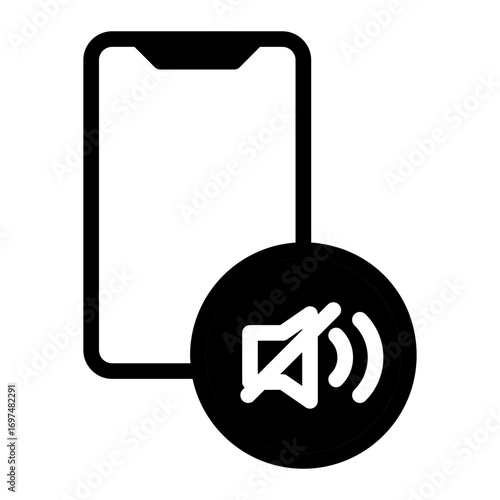 Mobile Phone Silent Mode Glyph icon, modern outline vector for social media, app, and digital technology concept.