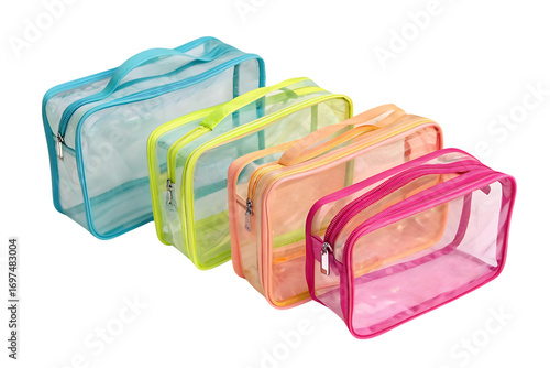 Colorful Cosmetic Bags isolated on transparent background