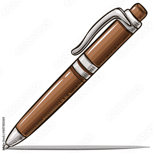 Stylish brown pen vector illustration for writing and office supply needs