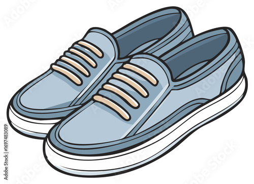 Illustration of Comfortable Slip-On Canvas Shoes Pair for Casual Wear and Activities