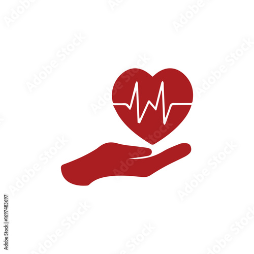 World hearth Day Single Icon Vector heart with hand Illustration 15