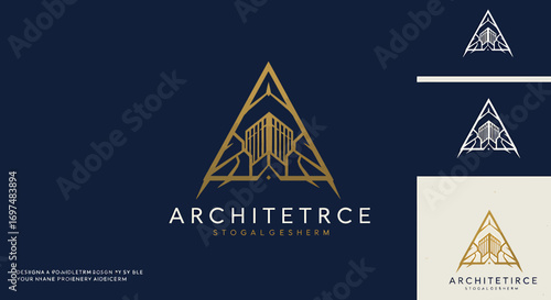 Elegant logo design featuring an abstract triangular shape with intricate geometric patterns