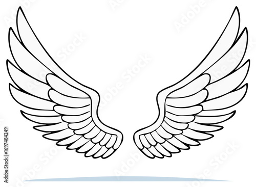 Elegant Outline Illustration of Two Angel Wings Set for Design and Decoration Concepts
