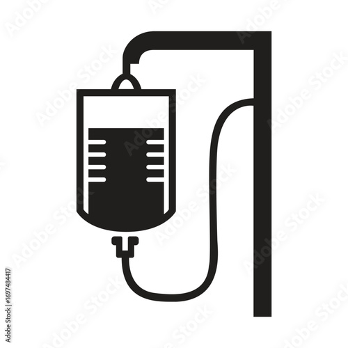 Vector illustration of intravenous bag for plasma donation silhouette