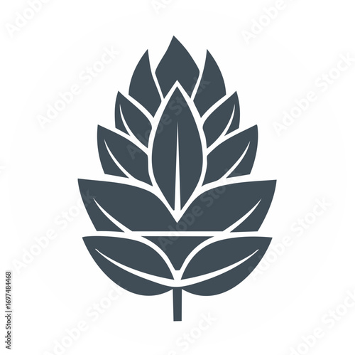 Stylized hop cone symbol vector illustration for craft beer brewing and natural ingredient