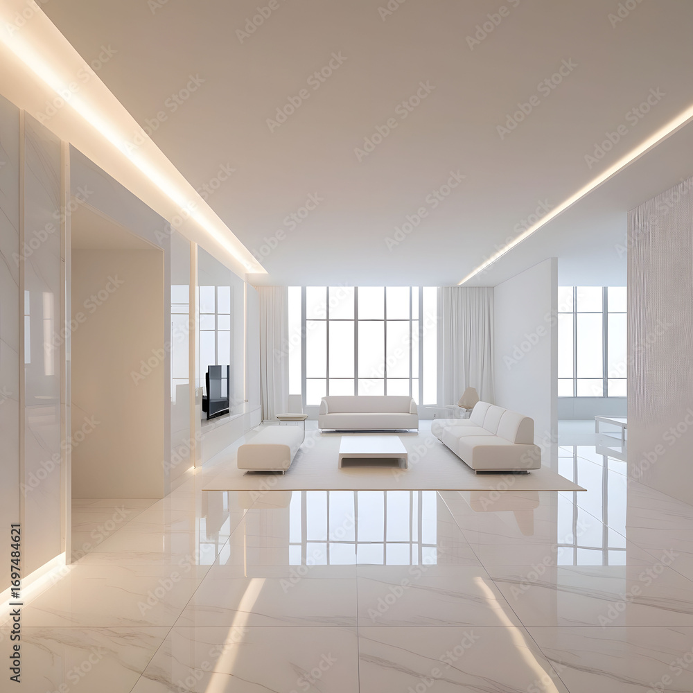 Fototapeta premium modern living room with fireplace