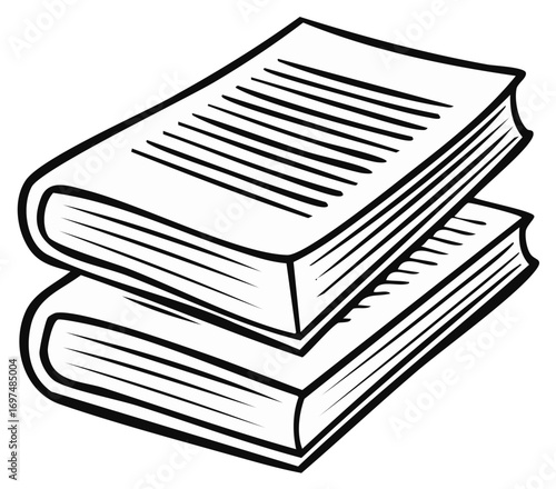 Two stacked books form an educational vector illustration. Simple graphic with pages visible, ideal for learning themes and minimalist designs.