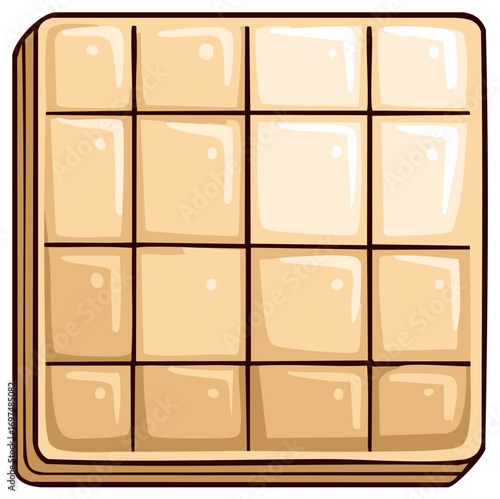 Cartoon Waffle Square Dessert Pastry Illustration Graphic for Food and Breakfast Menu Item