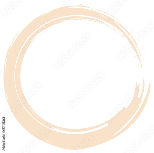Abstract Peachy Brushstroke Circle On White Background, Soft Geometric Shape
