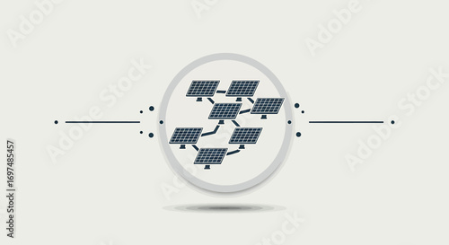 Solar panel network diagram illustrating interconnected systems for renewable energy generation