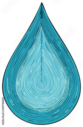 Aqua Water Drop Illustration, Water Conservation Graphic, Clean Water Concept