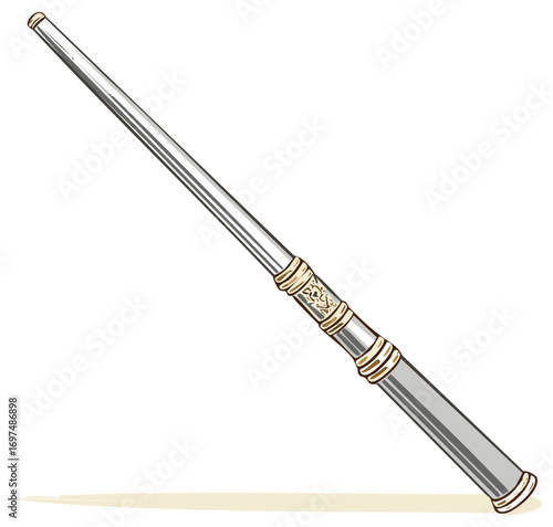 Elegant Silver Staff with Ornate Gold Details and Celtic Knot Design