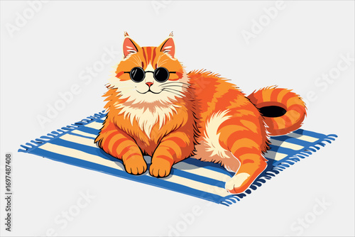 cat with a red heart Vector Design