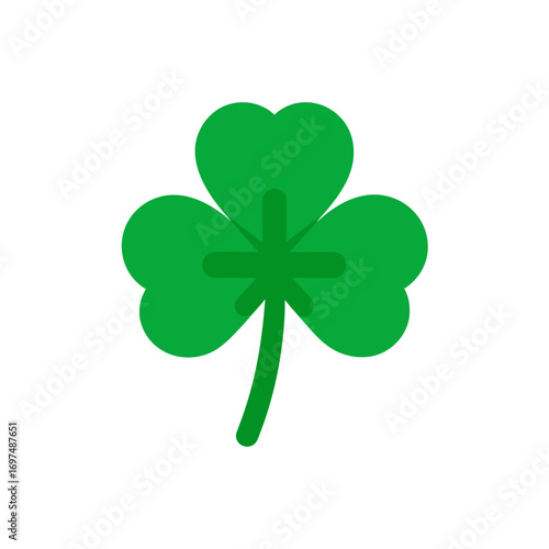 Simple green shamrock icon on black background