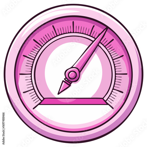 Stylized Pink Speedometer: Control Panel Indicator and Measurement Tool