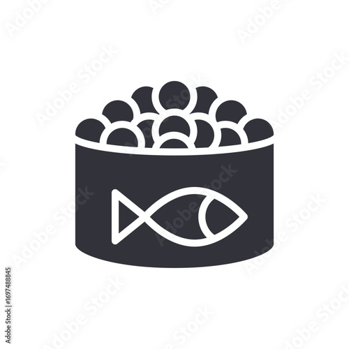 Stylized Fish Roe Delicacy Container Icon With Clean Graphic Design Features