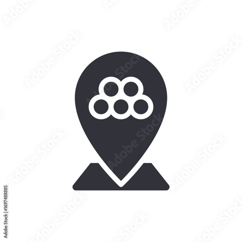 Stylized Map Pointer With Circular Grouping Representing People Or Location