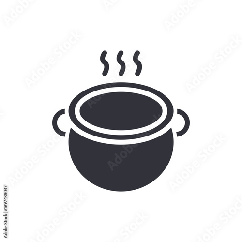 Stylized Illustration Of A Cooking Pot With Rising Steam For Food Preparation