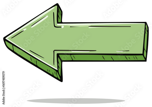 Comic Style Arrow Illustration Shows Direction, Leftward Indicating Guide