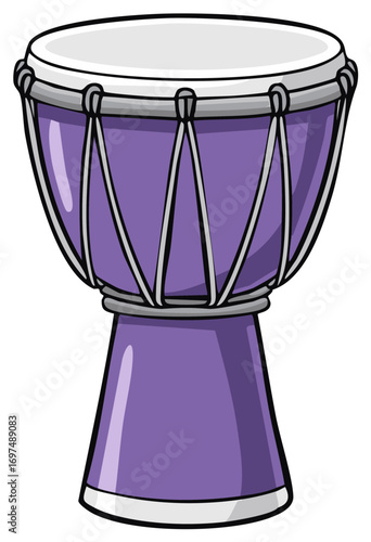 Purple African Djembe Drum Traditional Percussion Instrument Vector Illustration