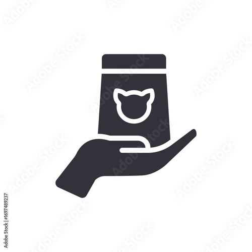Caring Hand Offering Cat Food Illustrating Pet Care And Feeding Concepts