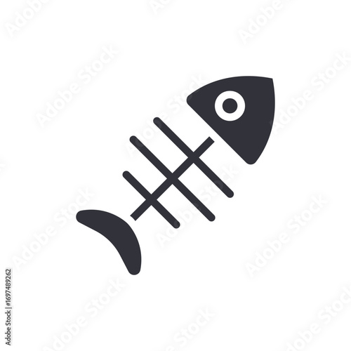 Stylized Fishbone Icon With Rounded Features And Simple Design Element For Illustrations