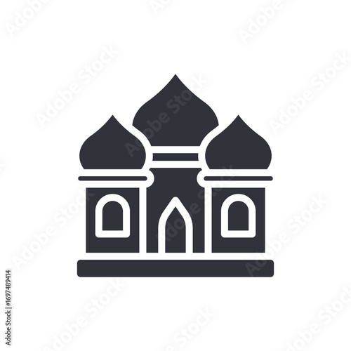 Iconic Representation Of Islamic Architectural Structure Featuring Ornate Domes And Arches