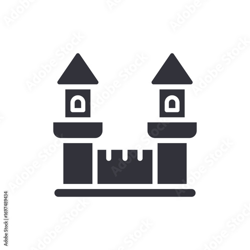 Medieval Fortress With Two Towers And Battlements Representing History Or Fantasy Worlds