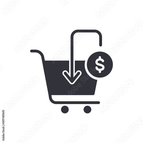 Digital Purchase Indicator Showcasing Online Shopping Cart Symbol With Currency Sign