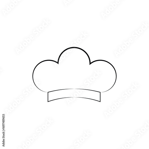 Simple outline drawing of a chef hat on a white background