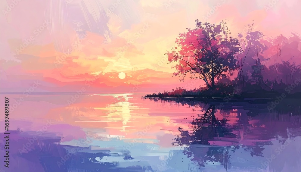 Fototapeta premium Pastel sunset landscape