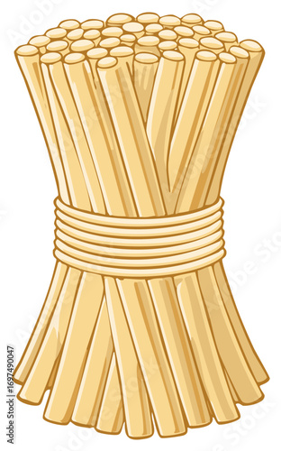 Bundle of Straws Tied with Twine Illustration Farm Animal Feed Bedding Material