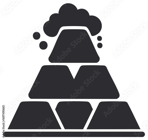 Stacks of Black Gold Bars Illustration with Vapors Isolated on White