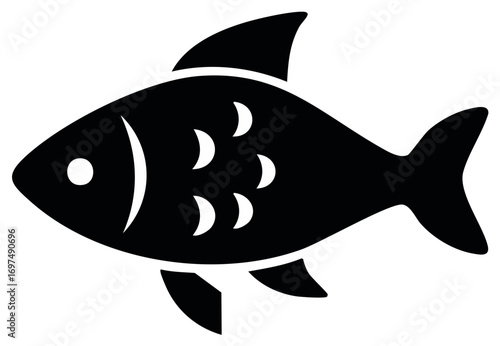 Simple Black Fish Icon Vector Illustration Graphic Swimming Seafood Symbol