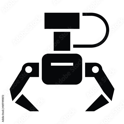 Simple black icon of a robotic claw machine arm
