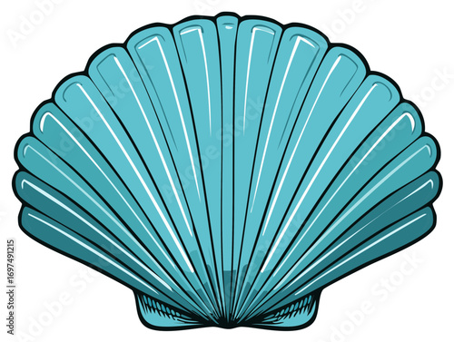 Illustration of a turquoise seashell, showing its shape and texture